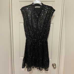 Rebecca Minkoff Hailey Sequin Sleeveless Black Holiday Dress Small